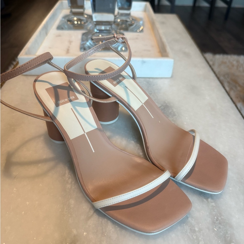 Dolce Vita Naomey Tan and Cream Strappy Heels